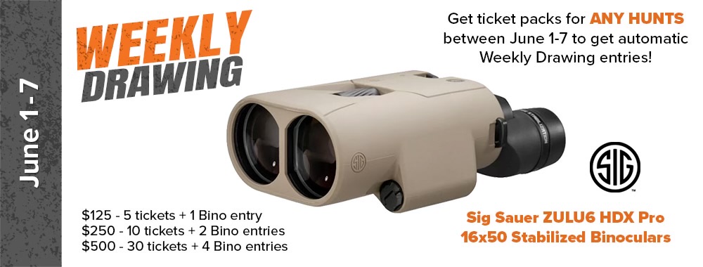 Early Bird Drawing. Get one bonus entry for every ticket you purchase before May 31. Win a TS Customs precision rifle, a $6,250 value.